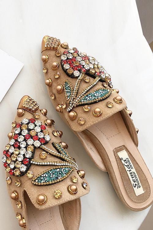 Rhinestone Pointed Slipper