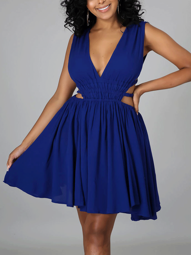 V Neck Cutout Mini Dresses