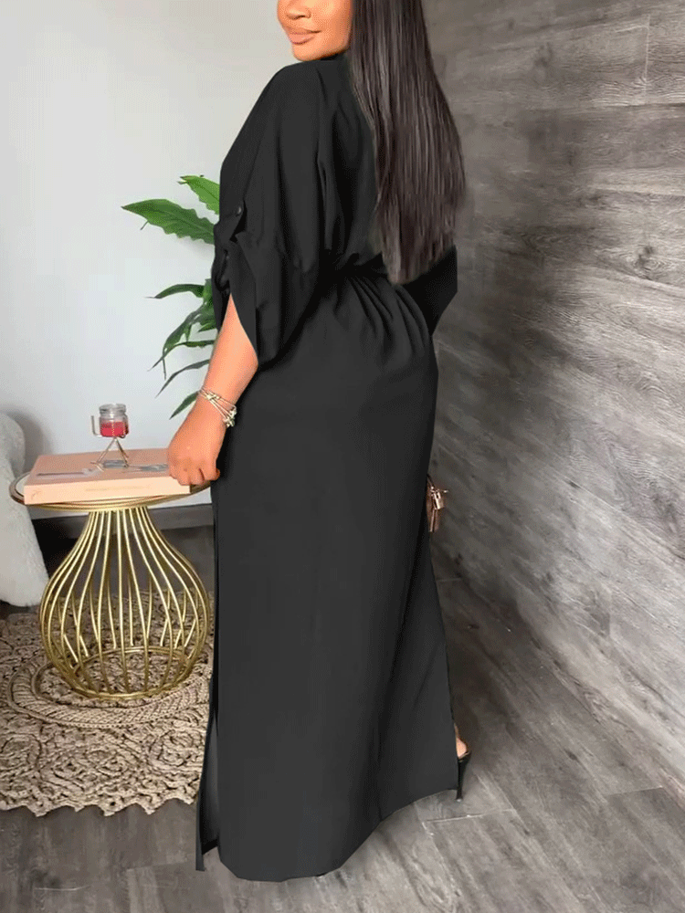 V Neck Waist Maxi Dresses