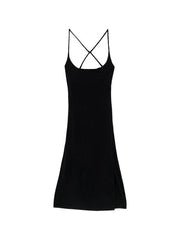 Tie Back Slit Black Maxi Dresses