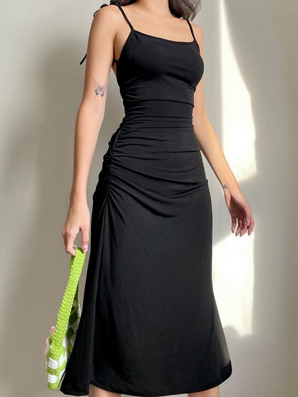 Backless Tie Strap Maxi Dresses