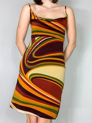 Cross Back Striped Split Mini Dresses