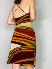 Cross Back Striped Split Mini Dresses
