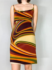 Cross Back Striped Split Mini Dresses