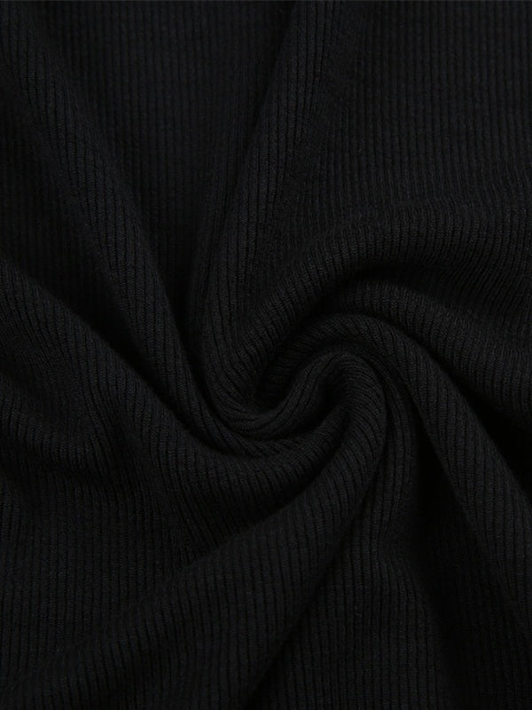 Knitted Black Long Sleeve Mini Dresses