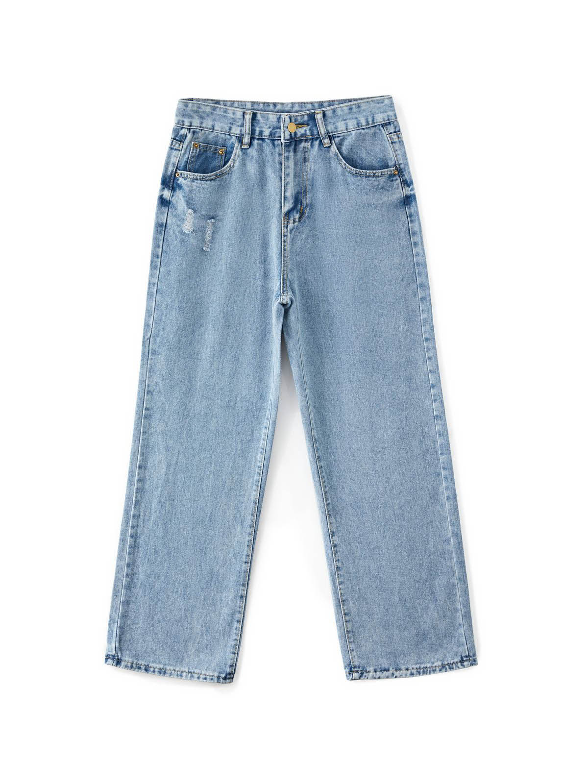 Basic Wash Straight Leg Boyfriend Jeans