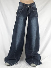 Stitch Detail Straight Leg Cargo Jeans