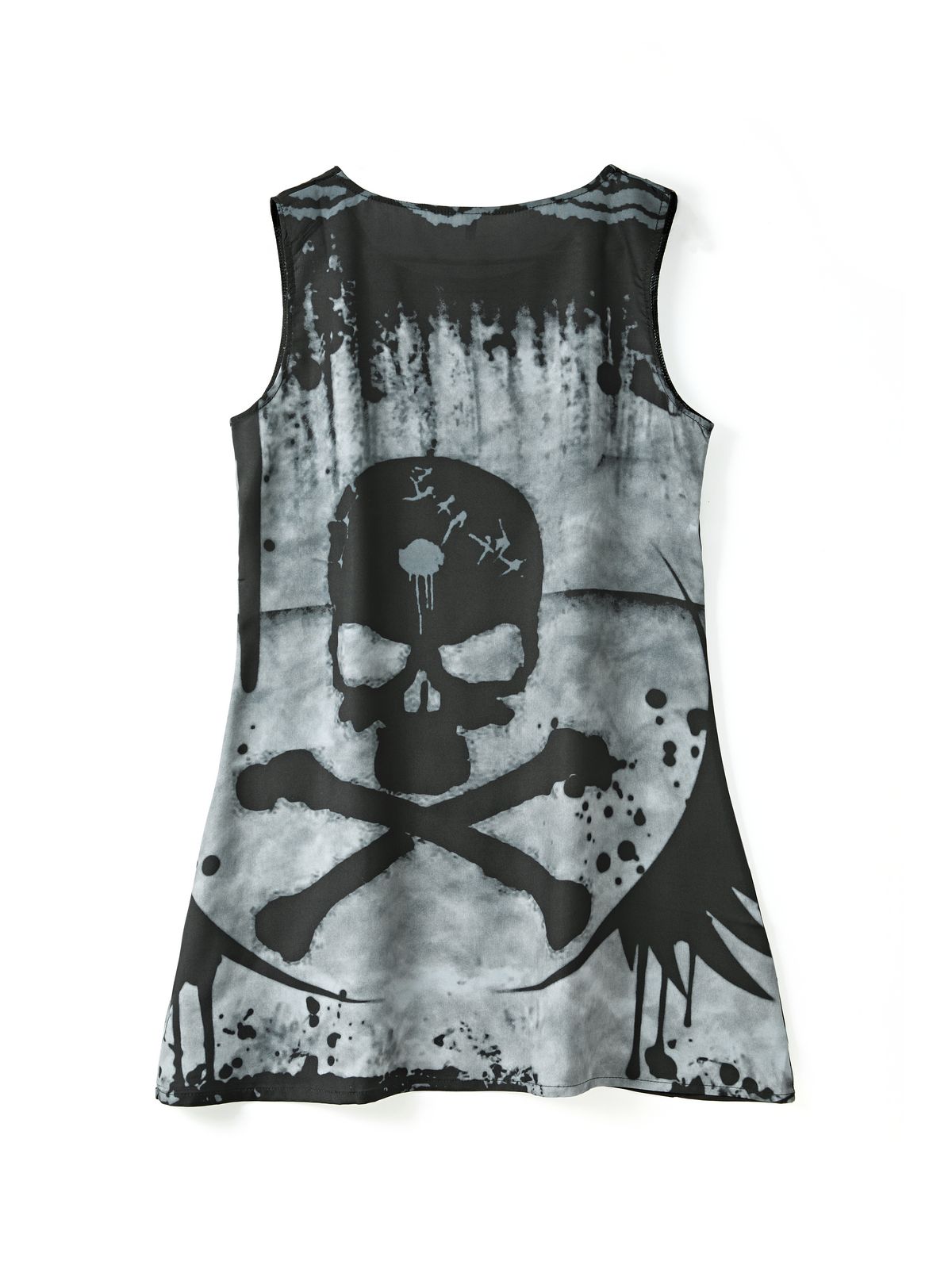 Splash Skull Sleeveless Mini Dresses
