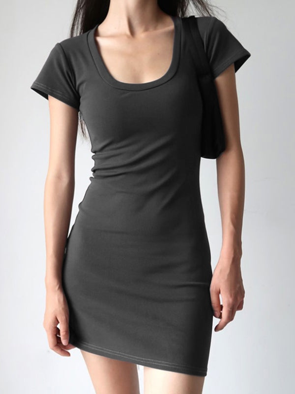 Short Sleeve Stretch Bodycon Mini Dresses