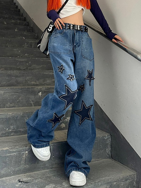 Star Patch Baggy Boyfriend Jeans