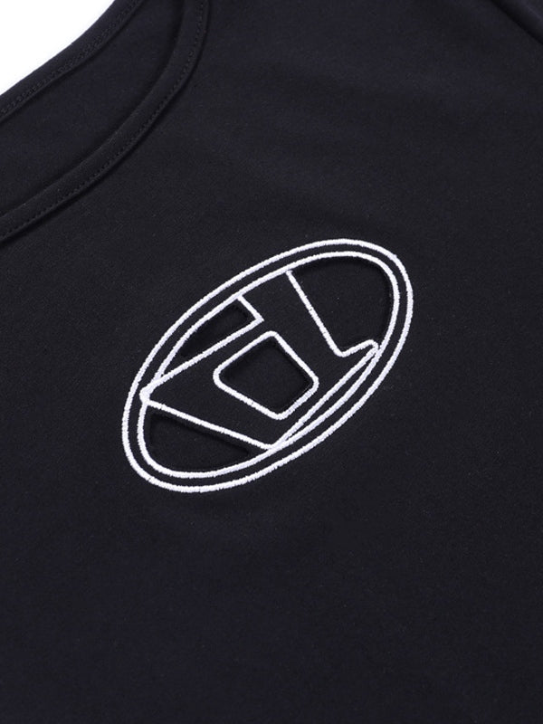 Hollow Out Logo Bodycon Mini Dresses