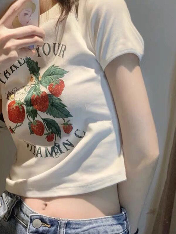 Strawberry Print Crop Top