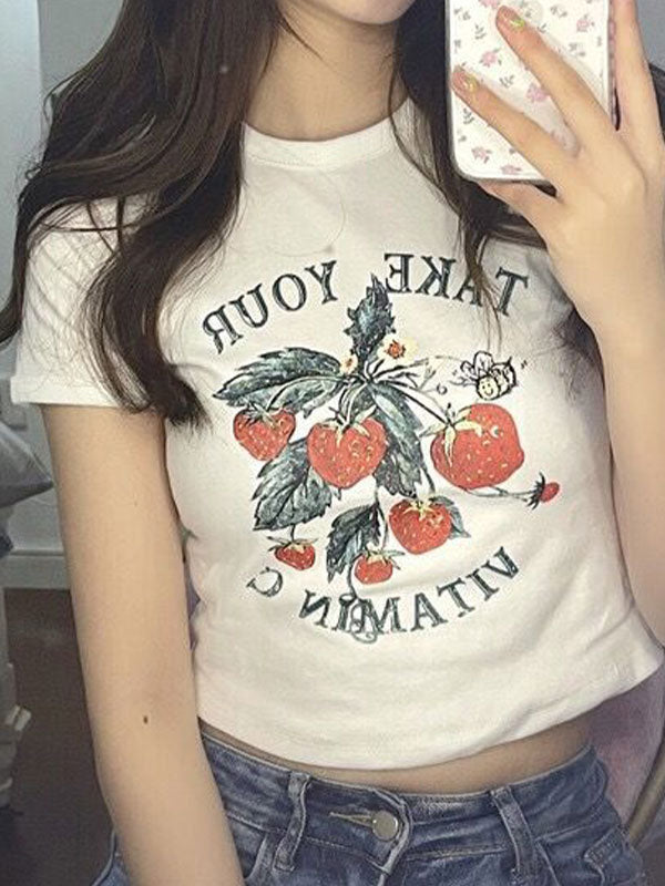 Strawberry Print Crop Top