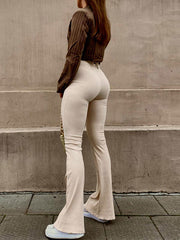 Cross Back Rib Flare Leg Jumpsuit