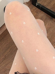 Heart Pattern Sheer Mesh Tights