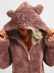 Cozy Teddy Fleece Hooded Ear Loungewear