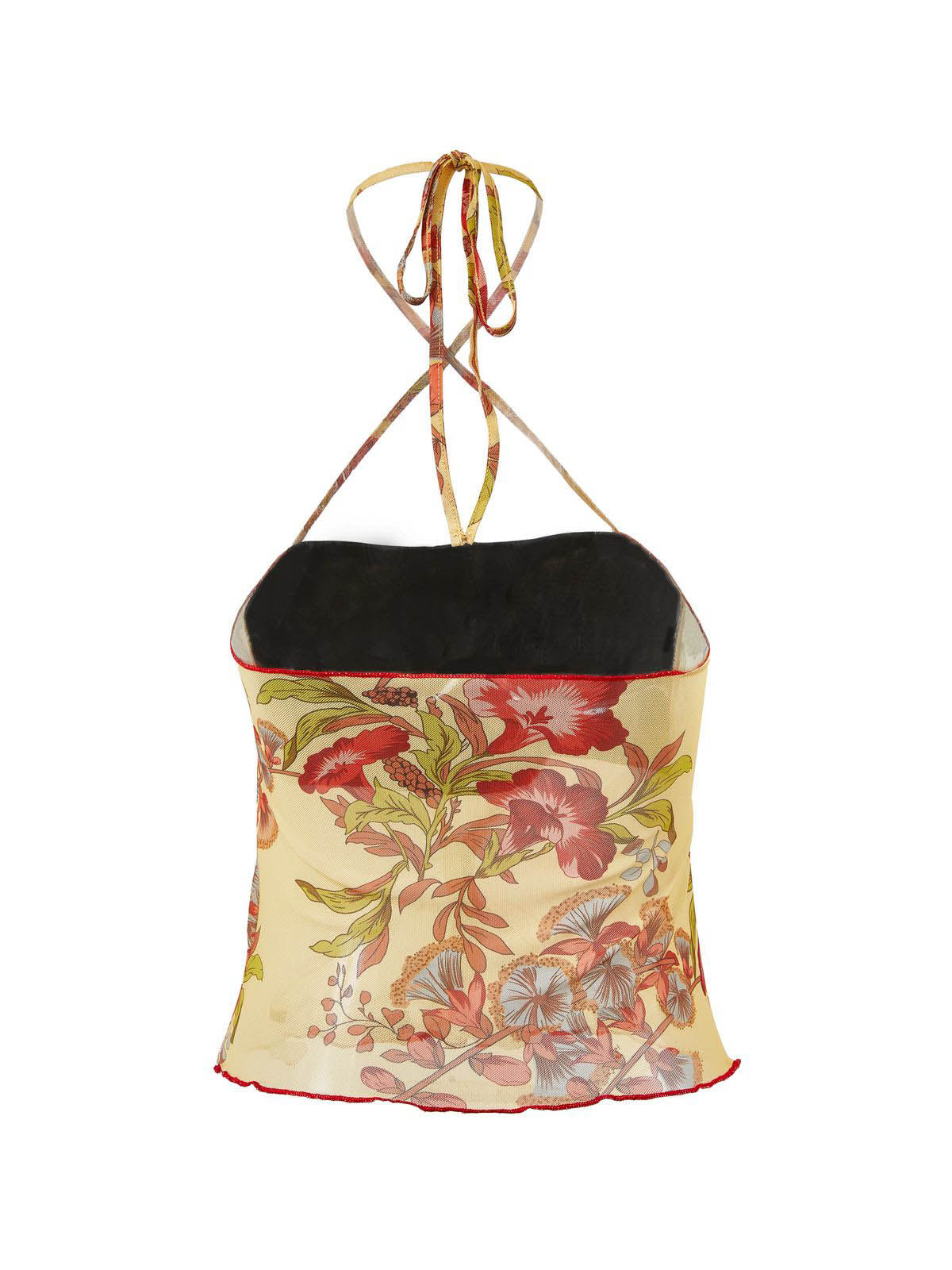 Halter Mesh Floral Crop Cami Top