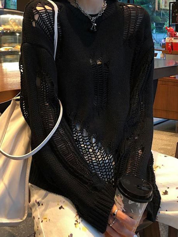 Häkelstrickpullover im Used-Look