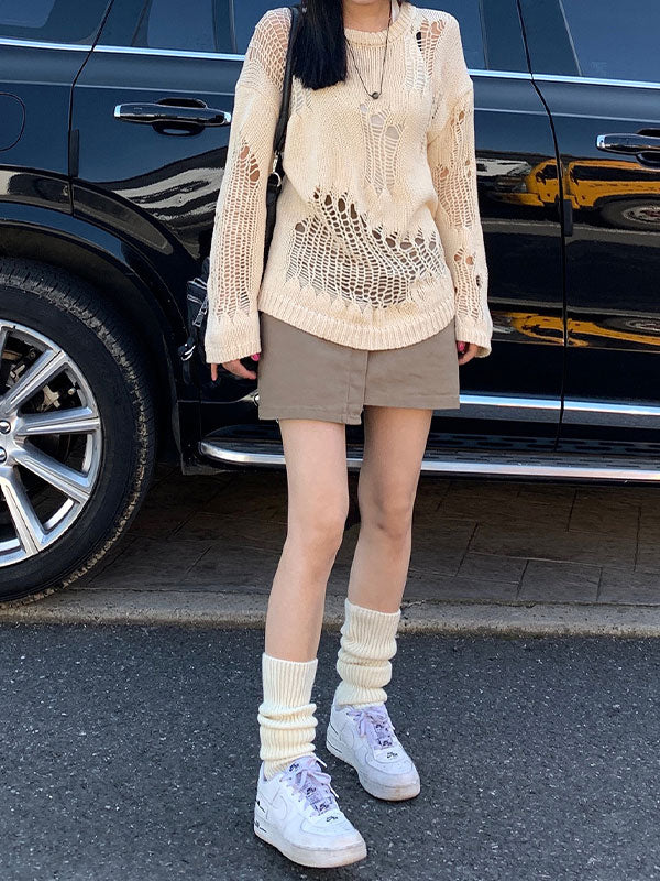 Häkelstrickpullover im Used-Look