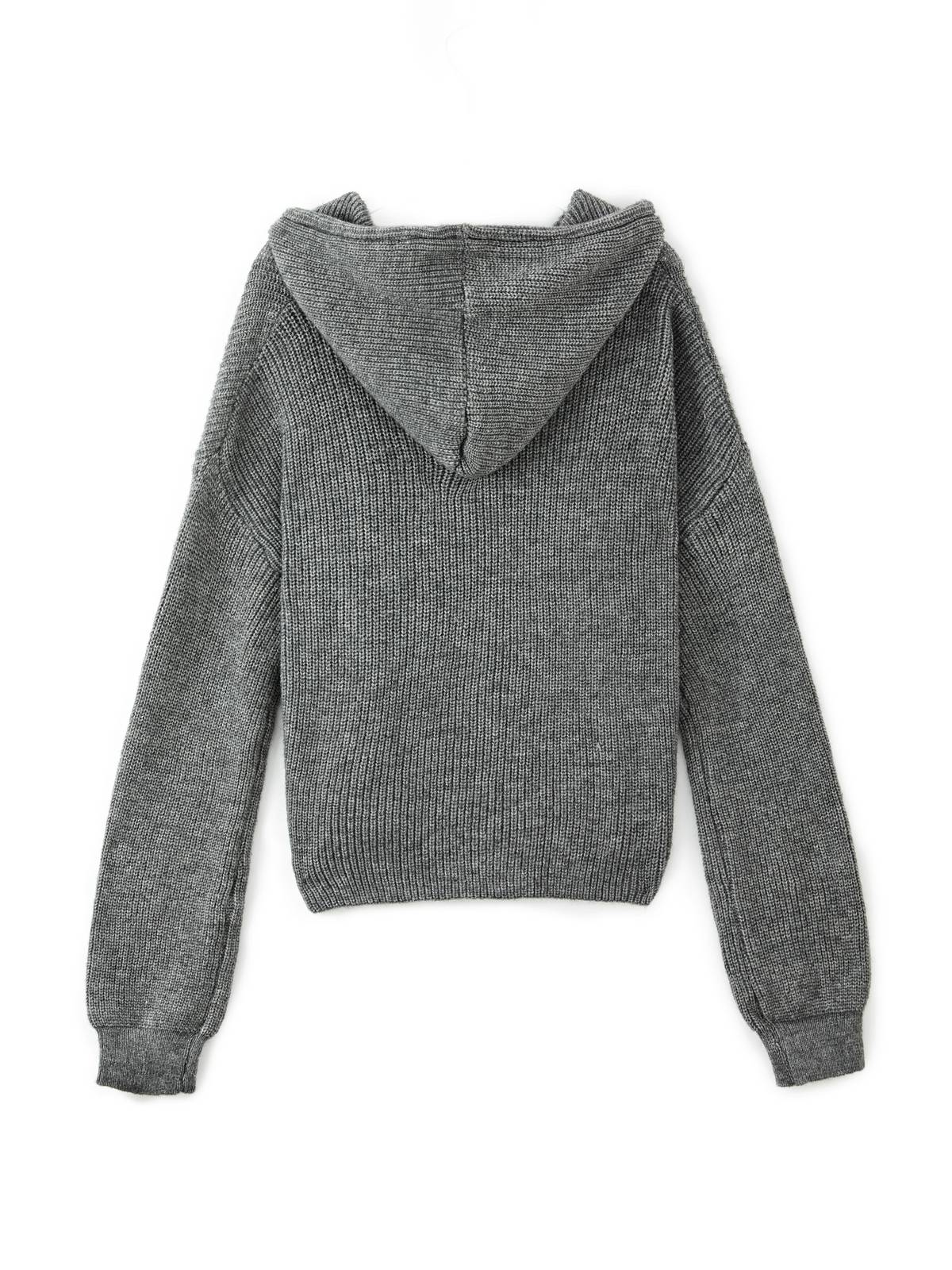 Star Jacquard Zip Up Hooded Knit Cardigan