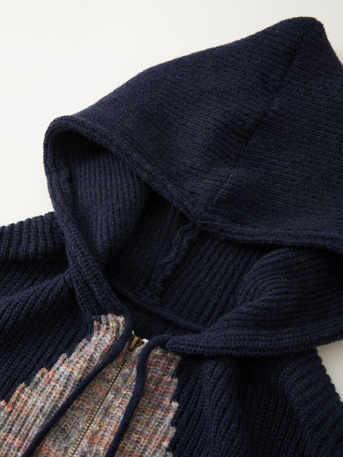 Star Jacquard Zip Up Hooded Knit Cardigan