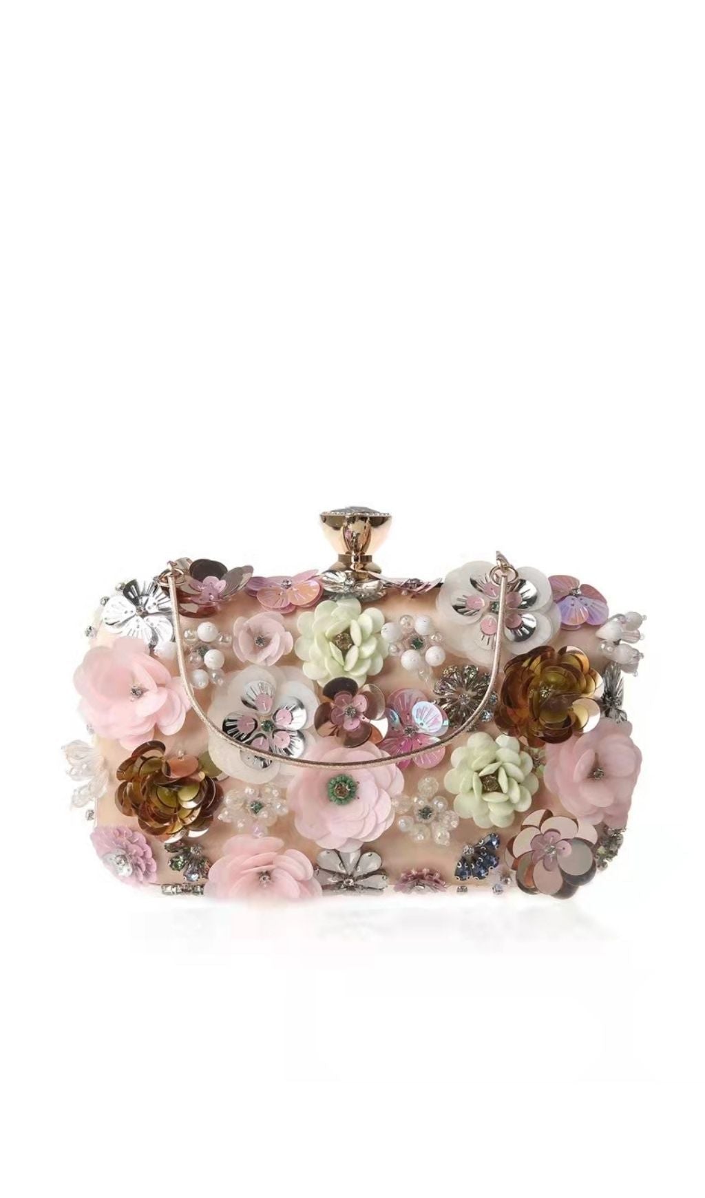 FLORAL ENBROIDERY CLUTCH - PINK