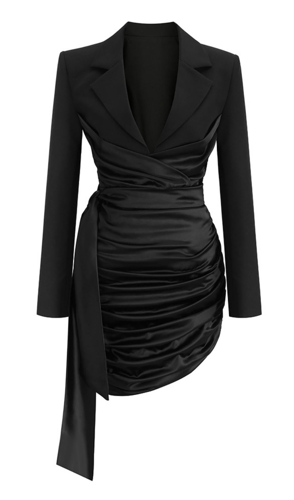 FOLD SUIT MIDI DRESS  IN BLACK