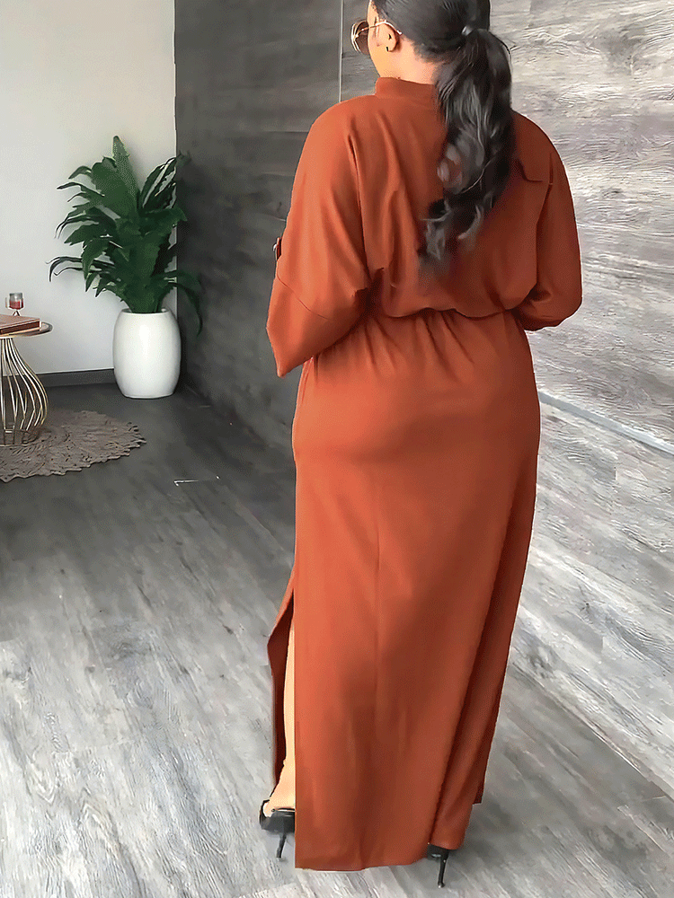 V-neck Split Maxi Dresses
