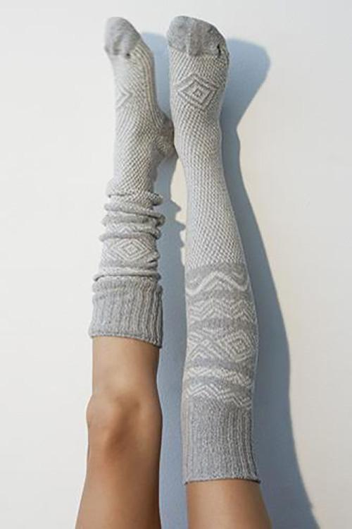 Scandinavian Pattern Knee High Socks