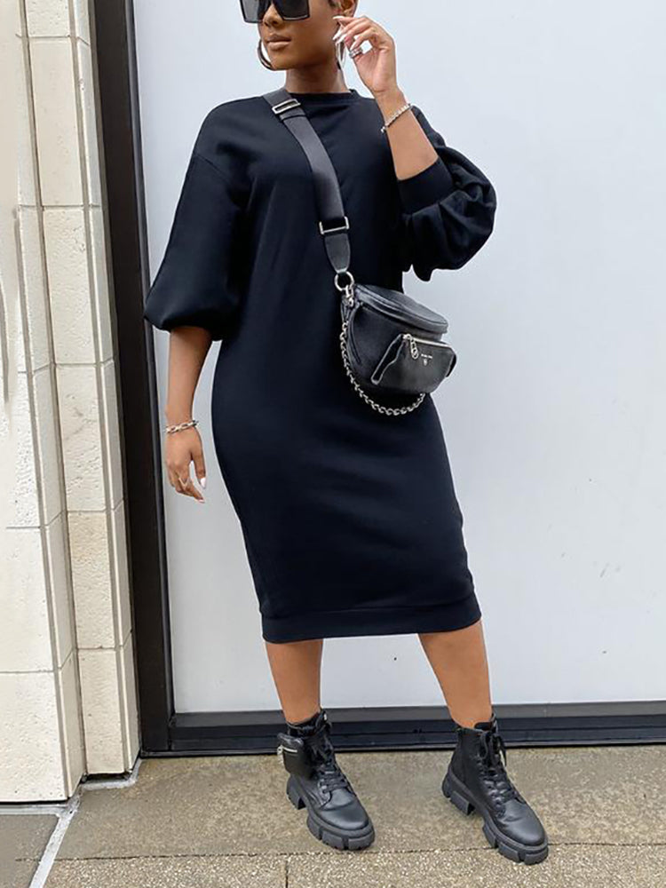 Three-Quarter Sleeve Midi Dresses