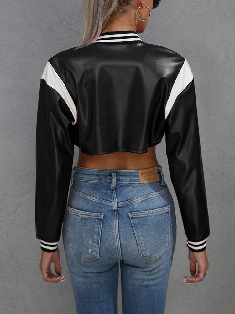 Crop PU Jacket