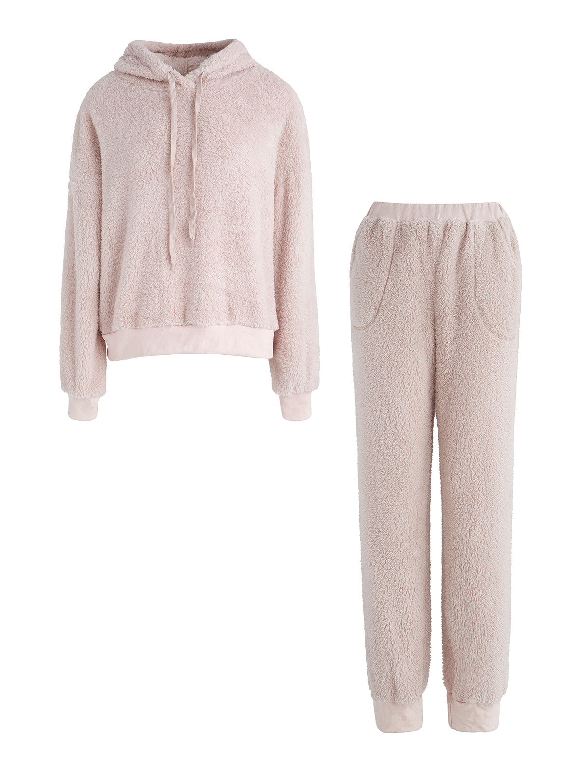 Solid Hooded Two-Piece Lounge Set