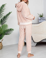 Solid Hooded Two-Piece Lounge Set