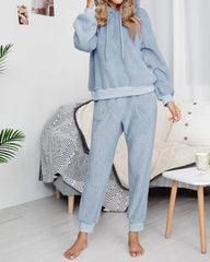 Solid Hooded Two-Piece Lounge Set