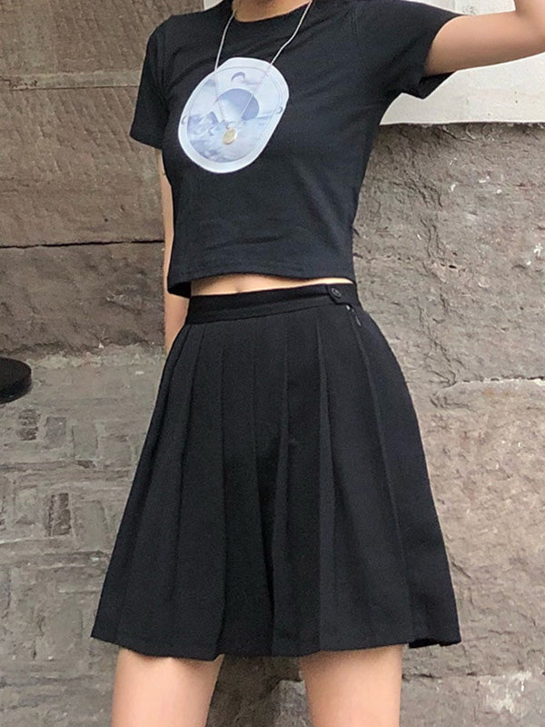 Crescent Moon Graphic Crop Top
