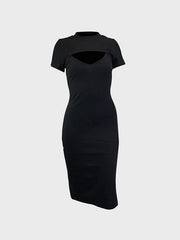 Detachable Rib Slit Midi Dresses