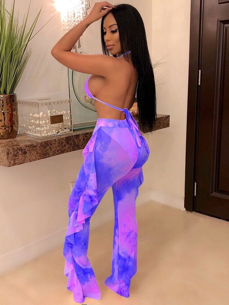 Ruffle Mesh Pants
