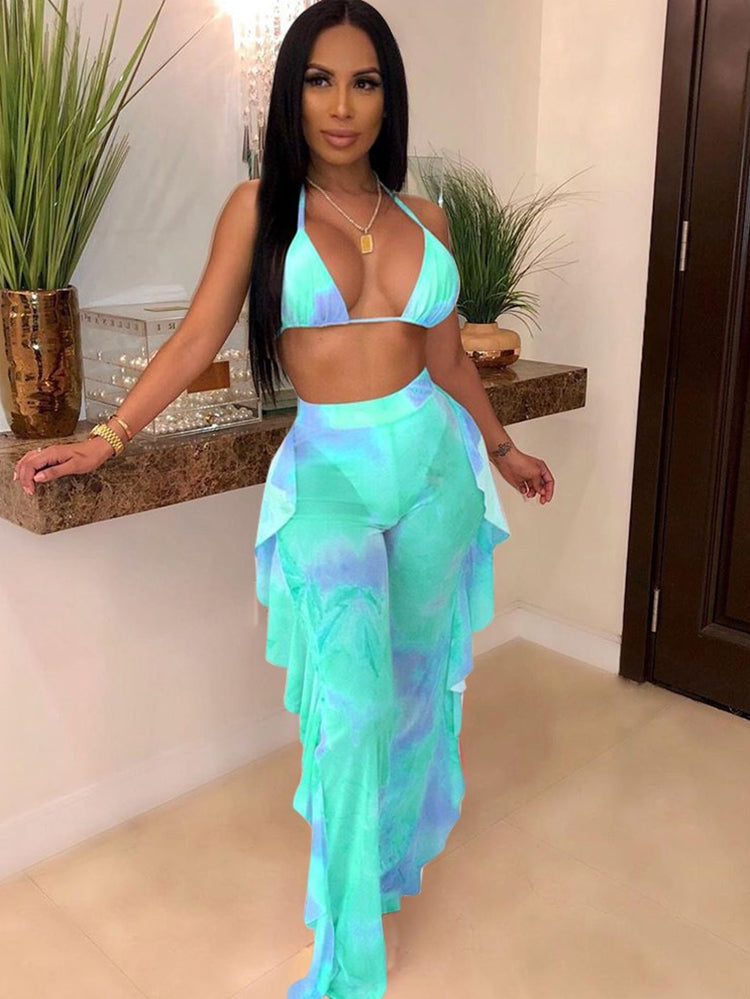 Ruffle Mesh Pants