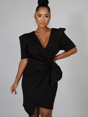 V Neck Ruffle Midi Dresses