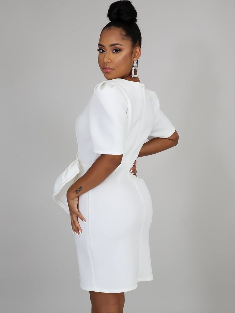 V Neck Ruffle Midi Dresses