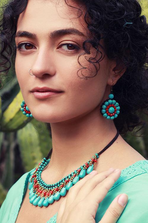 Kallaite Beads Tassels Necklace