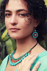 Kallaite Beads Tassels Necklace