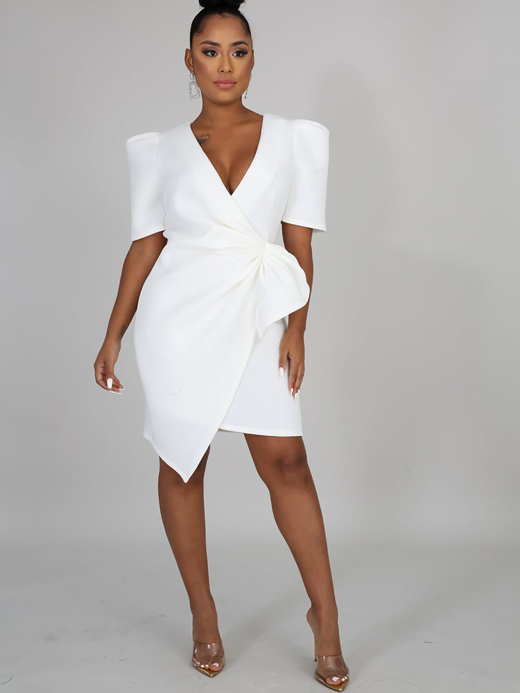 V Neck Ruffle Midi Dresses