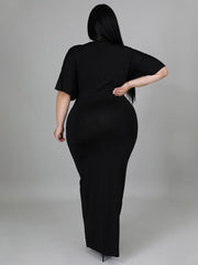 V Neck Solid Color Maxi Dresses