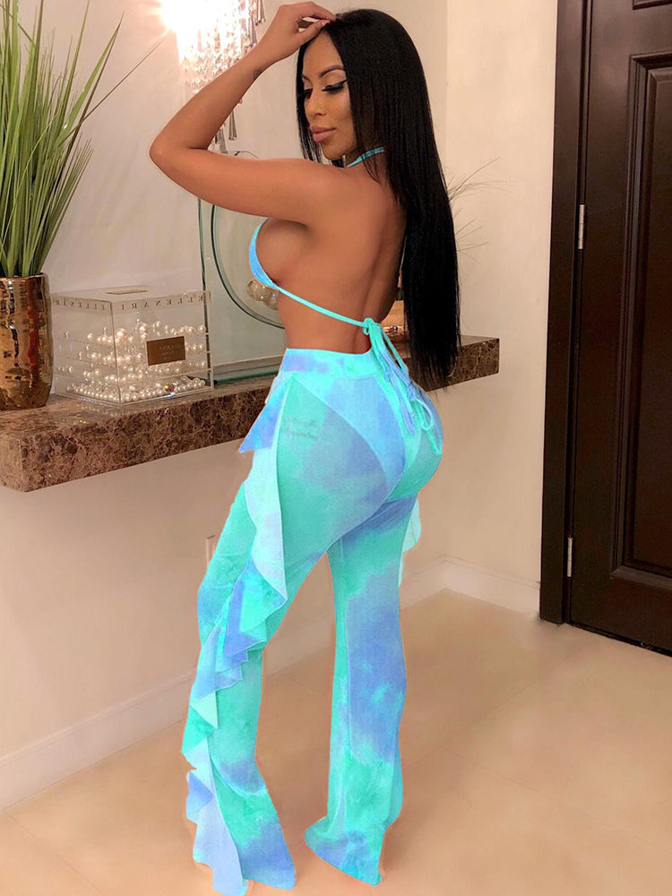 Ruffle Mesh Pants