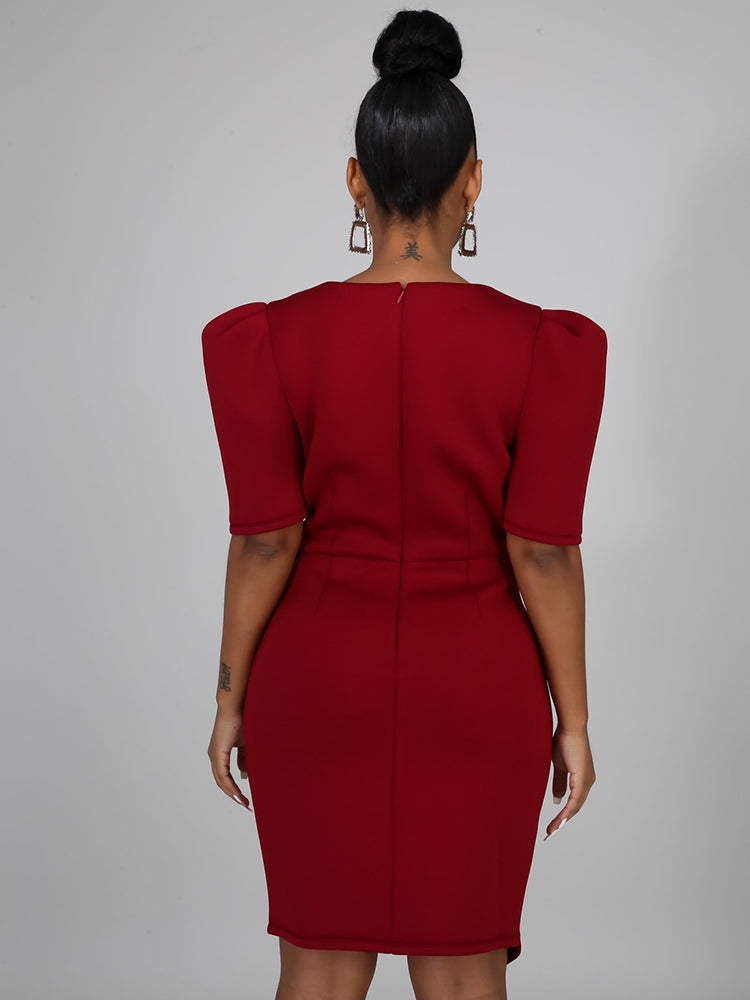 V Neck Ruffle Midi Dresses