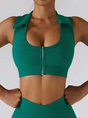 Collared Zip Front Sports Tank Top