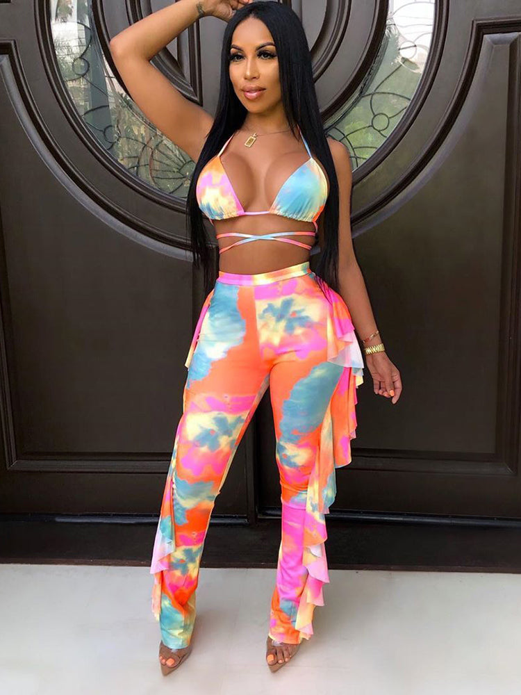 Ruffle Mesh Pants