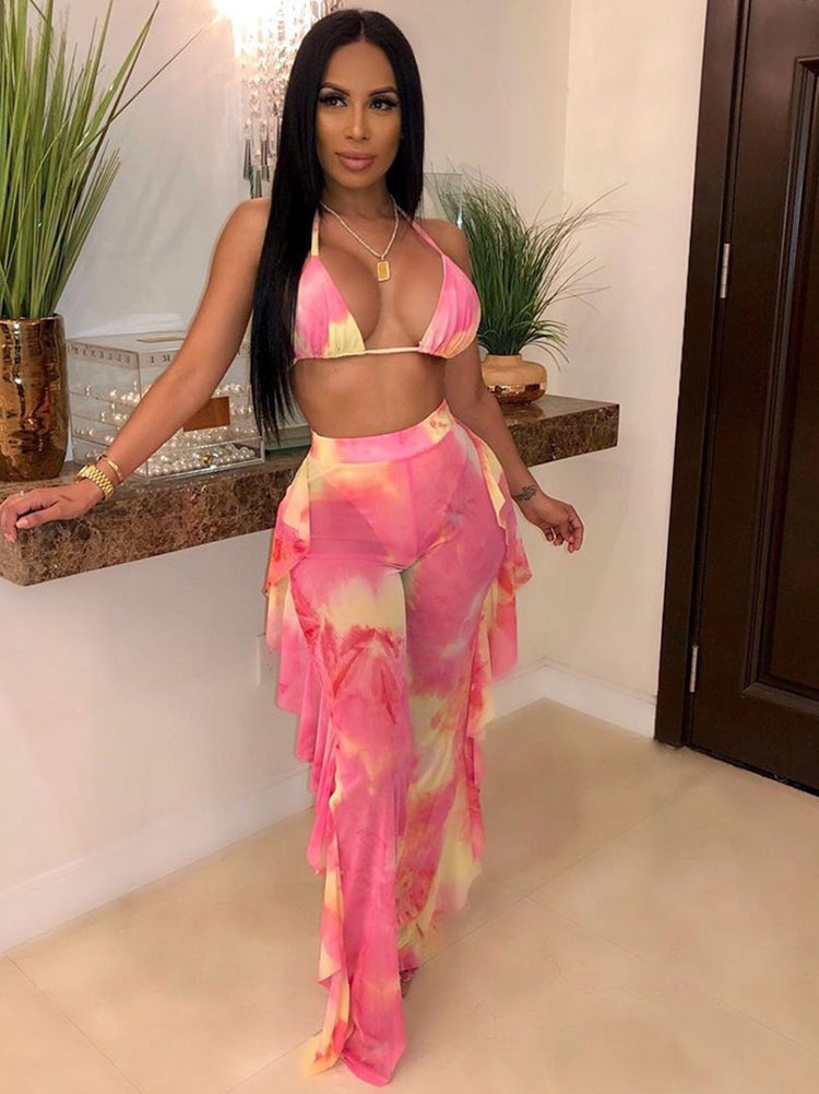 Ruffle Mesh Pants