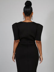V Neck Ruffle Midi Dresses